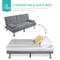 Best Choice Products Modern Linen Convertible Futon Sofa Bed w/ Removable Armrests, Metal Legs, Cupholders